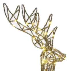 LuxenHome 3-Piece Gold Glitter Deer Family Outdoor Holiday Decoration With Lights Brown -LuxenHome GUEST a0a91990 f891 4c50 b65b 3b4299140641