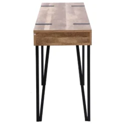 LuxenHome Oak Finish MDF Wood Black Metal Console & Entry Table 27 LuxenHome Oak Finish MDF Wood Black Metal Console & Entry Table -LuxenHome GUEST a1871f9d 5eb2 4051 bc69 65467be263ee