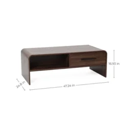 LuxenHome 47'' Coffee Table With Storage, Walnut Finish Wood 2-Drawer Open Storage Center Table With Rounded Corners For Living Room Brown 12 LuxenHome 47'' Coffee Table With Storage, Walnut Finish Wood 2-Drawer Open Storage Center Table With Rounded Corners For Living Room Brown -LuxenHome GUEST a235970f bd90 47b3 b92e ad6b4b8a7485