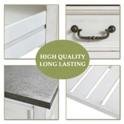 LuxenHome Farmhouse Distressed White Wood Console Table With Storage -LuxenHome GUEST a2bfe169 b7b5 4994 9091 b824abbc52b4