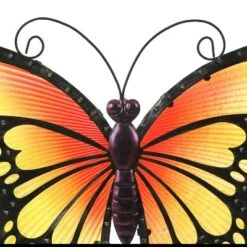 LuxenHome Orange And Yellow Butterfly Metal And Glass Outdoor Wall Decor -LuxenHome GUEST a2c148dd 5448 462c 9da6 9b68bdd5e1bf