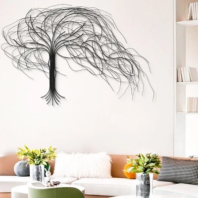 LuxenHome Black Metal Windy Tree Wall Decor 2 LuxenHome Black Metal Windy Tree Wall Decor - Image 2