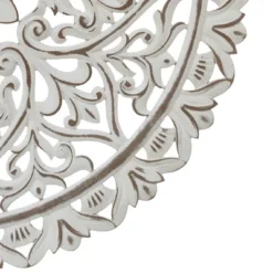 LuxenHome Distressed White Wood Flower Mandala 31.5" Round Wall Decor -LuxenHome GUEST a37f1a38 cb6c 42bc a1e6 352d5bab0fdf
