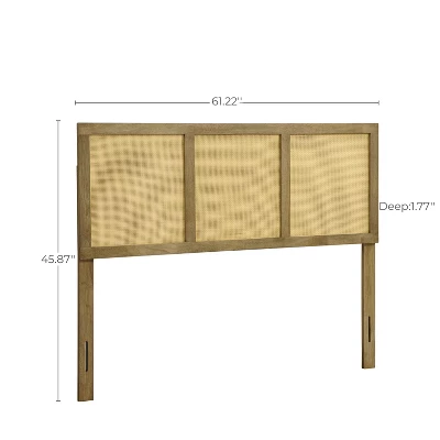 LuxenHome Natural Finish Rubberwood With Rattan Panels Headboard, Queen Brown 9 LuxenHome Natural Finish Rubberwood With Rattan Panels Headboard, Queen Brown - Image 9