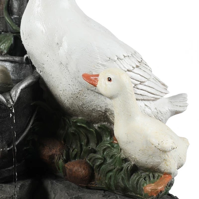 LuxenHome Resin Farmhouse Duck Family Outdoor Patio Fountain Water Fountain 2 LuxenHome Resin Farmhouse Duck Family Outdoor Patio Fountain Water Fountain - Image 2