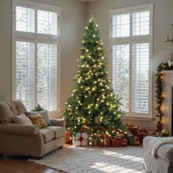 LuxenHome 7.5Ft Pre-Lit Green Slender Artificial Fir Christmas Tree With Metal Stand -LuxenHome GUEST a4d85032 1987 4728 918d 3178b7e11ce3