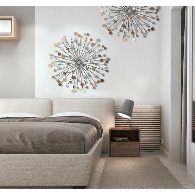 LuxenHome Silver, Black, And Gold Iron Metal Round Abstract Wall Decor 3 LuxenHome Silver, Black, And Gold Iron Metal Round Abstract Wall Decor - Image 3