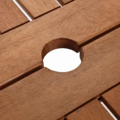 LuxenHome Natural Solid Wood 60"-78" Extending Rounded Rectangle Outdoor Dining Table Brown -LuxenHome GUEST a4fc68e9 2695 45f0 a45e 57960ce0ee14