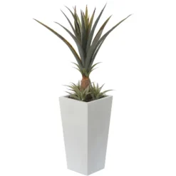 LuxenHome Square Tapered 18.5" H House Planters, Indoor & Outdoor White -LuxenHome GUEST a52b8de9 e013 4009 bea9 04ff6de89caa