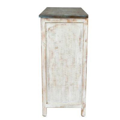LuxenHome Distressed White And Gray Wood 1-Door Storage Wine Cabinet 9 LuxenHome Distressed White And Gray Wood 1-Door Storage Wine Cabinet - Image 9