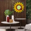LuxenHome Sunflower Metal And Glass Outdoor Wall Decor