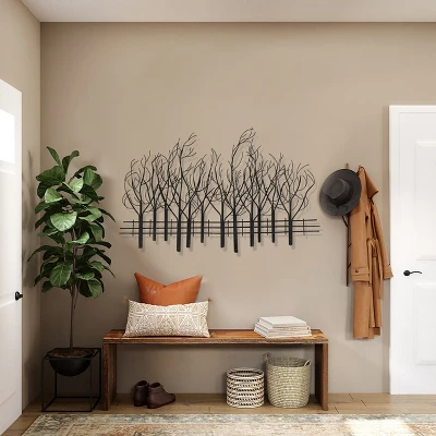 LuxenHome Snowy Black Metal Field Of Trees Wall Art 8 LuxenHome Snowy Black Metal Field Of Trees Wall Art - Image 8