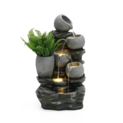 LuxenHome 30" Garden Water Fountain, 4 Tiers Cascading Pots & Rock Cascading Waterfall Fountain Outdoor With LED Lights Gray 11 LuxenHome 30" Garden Water Fountain, 4 Tiers Cascading Pots & Rock Cascading Waterfall Fountain Outdoor With LED Lights Gray -LuxenHome GUEST a6a27566 0e1d 4404 83c4 3dc0d6b7e04a