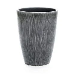 LuxenHome 17" H Ceramic Tall Planter Indoor Outdoor Large Plant Pot With Drainage Hole And Plug Modern Sea Gray Glazed Flower Pot Planter -LuxenHome GUEST a7182fbb fd8c 4881 af74 21e3a66db4a4