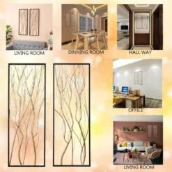 LuxenHome Gold Metal Branch Wall Decor, Set Of 2 -LuxenHome GUEST a71b5b9a 3870 4168 a5ca 1aedb608240b
