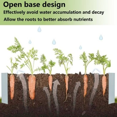 LuxenHome 6ft Rectangular Galvanized Metal Raised Garden Bed Silver 5 LuxenHome 6ft Rectangular Galvanized Metal Raised Garden Bed Silver - Image 5