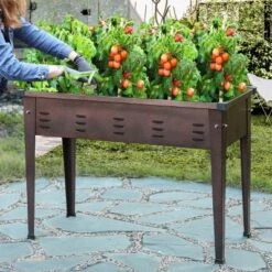 LuxenHome 39.57" W Brown Metal Rectangular Raised Garden Planter -LuxenHome GUEST a79d0ce7 7e69 440d 85d3 1cfa439e70ce
