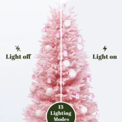 LuxenHome 6Ft Pink Cherry Blossom Christmas Tree With Fiber Optic Lights & Snowman Star Topper -LuxenHome GUEST a86e2288 6f7c 4372 9250 9d65c23f94c7
