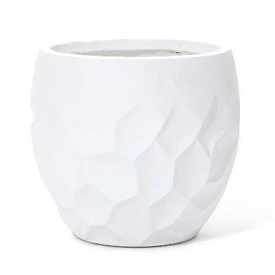 LuxenHome 14.6" Round Geometric Planter, Magnesium Oxide Indoor/Outdoor Pot 10 LuxenHome 14.6" Round Geometric Planter, Magnesium Oxide Indoor/Outdoor Pot - Image 10