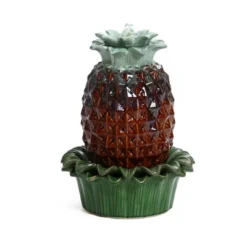 LuxenHome 17" Tabletop Ceramic Water Fountain, Pineapple Indoor And Outdoor Waterfall Fountains For Patio, Garden Decor Brown -LuxenHome GUEST a96a26b4 0133 4d65 a73f fd6c72fdf92c