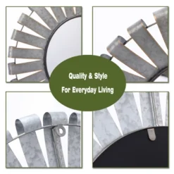 LuxenHome 22.44" Round Rustic Metal Windmill Wall Mirror -LuxenHome GUEST a9d9cc07 bcae 4cdf 8ae3 8854a2d49518