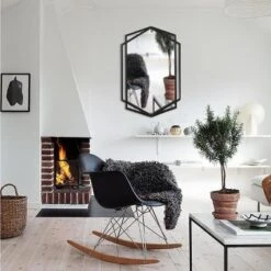 LuxenHome Black Metal Hexagon Frame Wall Accent Mirror For Bathroom & Vanity -LuxenHome GUEST aae49dda cbb6 45e5 886e ae8e127d6963