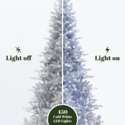 LuxenHome 7.5Ft Silver Christmas Tree With Cool White Lights, Full Pre-Lit Indoor/Outdoor Decor -LuxenHome GUEST abeba8de 5a80 490b a062 db1033bfe7f7