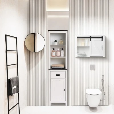 LuxenHome Farmhouse White MDF Bathroom Wall Cabinet 4 LuxenHome Farmhouse White MDF Bathroom Wall Cabinet - Image 4