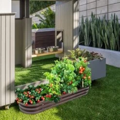 LuxenHome 5.5-Ft Oval Brown Metal Raised Garden Bed Planter -LuxenHome GUEST ada979c8 2c86 41b1 a389 9b97f16af3df