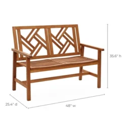LuxenHome Carmel Solid Wood Outdoor Loveseat Park Bench -LuxenHome GUEST ae108ec5 da92 4435 80d4 469c910ee10d