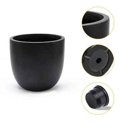 LuxenHome Round Tapered 9.2" H House Planter, Indoor/Outdoor Black 7 LuxenHome Round Tapered 9.2" H House Planter, Indoor/Outdoor Black - Image 7
