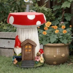 LuxenHome Outdoor Side Table, 17" Gnome Mushroom Cement Patio End Table,Indoor And Outdoor Sculpture Accent Side Table,Garden Decor Stool White 10 LuxenHome Outdoor Side Table, 17" Gnome Mushroom Cement Patio End Table,Indoor And Outdoor Sculpture Accent Side Table,Garden Decor Stool White -LuxenHome GUEST ae245d07 df33 475d b0ce 4679fccd1cf5