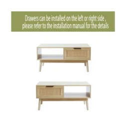 LuxenHome White Oak Finish Wood And Rattan Coffee Table Brown 19 LuxenHome White Oak Finish Wood And Rattan Coffee Table Brown -LuxenHome GUEST aebef89b d200 4d29 8d3b 09580157064d