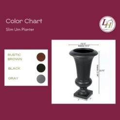 LuxenHome 22.75" H Slim MgO Urn Planter Black