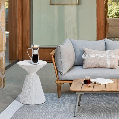 LuxenHome White And Speckled Gray MgO 15.75" Round Side Table 3 LuxenHome White And Speckled Gray MgO 15.75" Round Side Table - Image 3