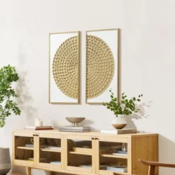 LuxenHome 2-Piece White & Distressed Gold Metal Wall Art Set, Modern Rustic Home Decor -LuxenHome GUEST b31eb033 54c5 4cda a854 f079beb2b76e