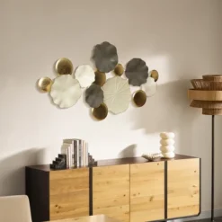 LuxenHome Modern Multi-Color Abstract Metal Wall Art, 45.7" W Contemporary Home Decor Off-White 13 LuxenHome Modern Multi-Color Abstract Metal Wall Art, 45.7" W Contemporary Home Decor Off-White -LuxenHome GUEST b349a320 3bc1 4a5b b4ef a3c85c6993fa