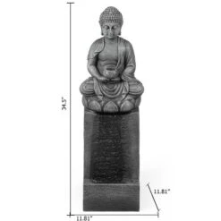 LuxenHome Gray Resin Meditating Buddha On Column Outdoor Fountain With LED Light 11 LuxenHome Gray Resin Meditating Buddha On Column Outdoor Fountain With LED Light -LuxenHome GUEST b36db453 9fbe 4b49 ae65 5e096e5730ee