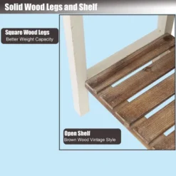 LuxenHome Distressed White And Wood 2-Drawer 1-Shelf Console Table And Entry Table -LuxenHome GUEST b37e13d0 b320 4d5d b780 f5bb8b5ea4a2