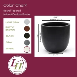LuxenHome Round Tapered 12.2" H Flower Pot Planter Gray