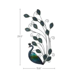 LuxenHome Blue And Green Peacock Metal And Glass Wall Decor, Indoor And Outdoor Decor.. 9 LuxenHome Blue And Green Peacock Metal And Glass Wall Decor, Indoor And Outdoor Decor.. -LuxenHome GUEST b3df33ee 96ad 44da b27c c90f0b619839