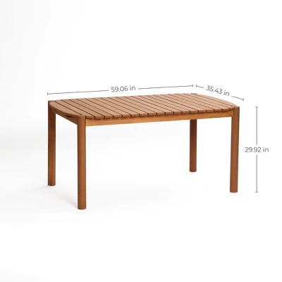 LuxenHome Natural Solid Wood 6-Person 59-Inch Long Rectangle Outdoor Dining Table Brown 3 LuxenHome Natural Solid Wood 6-Person 59-Inch Long Rectangle Outdoor Dining Table Brown - Image 3