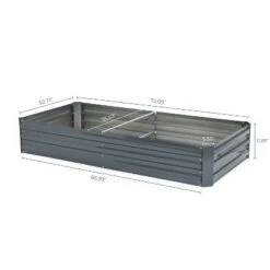 LuxenHome Galvanized Steel Rectangular 6-Ft X 3-Ft Raised Garden Bed Planter, Gray -LuxenHome GUEST b52380a0 6f40 4274 8b4e 07e32564eff3