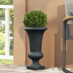 LuxenHome 22.75" H Slim MgO Urn Planter Black -LuxenHome GUEST b5db07b6 26d2 4645 b51d 6bae2a740105