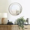 LuxenHome Silver Metal Frame Round Accent Vanity Wall Mirror