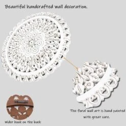 LuxenHome White Wood Flower 23.86" Round Wall Decor Home Decor Interior Design 13 LuxenHome White Wood Flower 23.86" Round Wall Decor Home Decor Interior Design -LuxenHome GUEST b6c9f832 9e86 405b ba71 db32716fd719