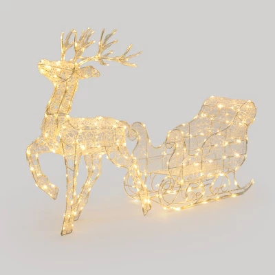 LuxenHome 2-Piece Lighted Reindeer And Sleigh Christmas Yard Decoration, Outdoor Holiday Set With Timer White 5 LuxenHome 2-Piece Lighted Reindeer And Sleigh Christmas Yard Decoration, Outdoor Holiday Set With Timer White - Image 5