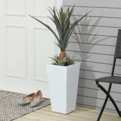LuxenHome Square Tapered 18.5" H House Planters, Indoor & Outdoor White -LuxenHome GUEST b75e1b3c 851f 4896 a711 7eee7783f7ca 2