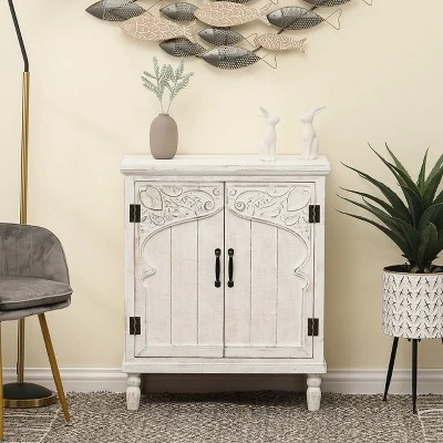 LuxenHome Farmhouse White Wood 2-Door Accent Storage Cabinet. 1 LuxenHome Farmhouse White Wood 2-Door Accent Storage Cabinet.