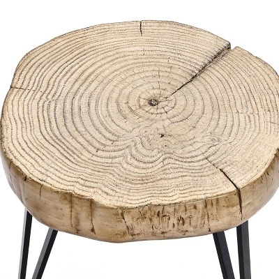 LuxenHome Natural Faux Wood Top With Black Metal Legs Side Table 6 LuxenHome Natural Faux Wood Top With Black Metal Legs Side Table - Image 6